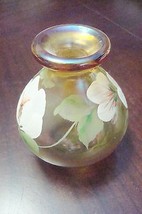 Vintage Fenton  Hand Painted Signed Clear Amber mini vase [94B] - £42.81 GBP