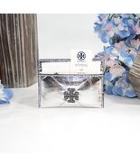 Tory Burch Silver Leather Kira Pave Crystal Quilt Logo Card Case Mini Wa... - $148.01