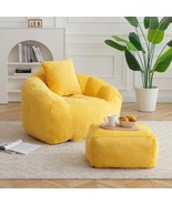 Giant Faux Fur Bean Bag Chair: Oversized Sofa with Footstool - $270.84 CAD