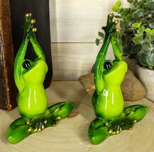 Meditating Twin Yoga Frogs In Lotus Pose Statue Buddha Frogs Pair Set 5.... - €22,47 EUR