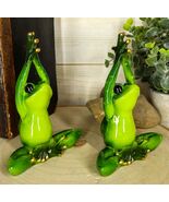 Meditating Twin Yoga Frogs In Lotus Pose Statue Buddha Frogs Pair Set 5.... - $472.95 MXN