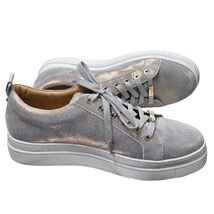 J/Slides Iridescent Gold Metallic Leather Platform Sneakers Size 10 - $79.15