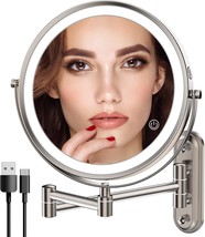 Rechargeable Lighted Makeup Mirror In Brushed Nickel, Vanity Mirror With 3 Color - $59.96