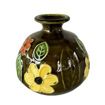 Fred Roberts Vintage Ceramic Bud Vase Floral Glazed Japan Green Orange Y... - $234.20 MXN