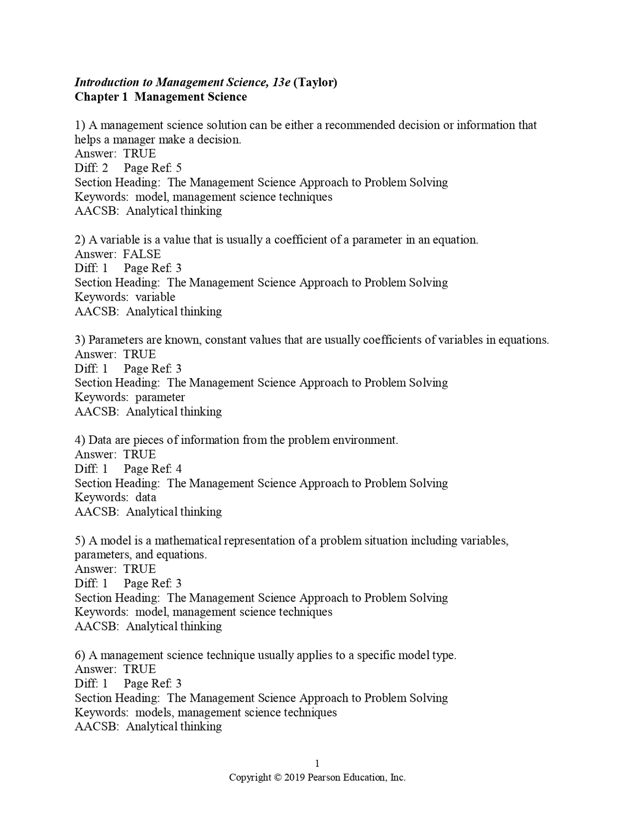 Test Bank for Introduction to Management Science 12th Edition Bernard W.... - $17.99