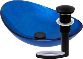 Novatto Azzurro Glass Vessel Bathroom Sink Set In Matte Black - £72.74 GBP