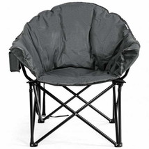 Folding Camping Moon Padded Chair with Carry Bag-Gray - £87.41 GBP