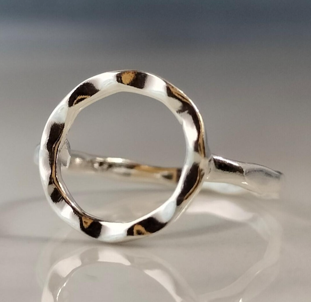 925 Sterling Silver, Solid Silver, Band Ring, Texture Circle Ring - $17.63+