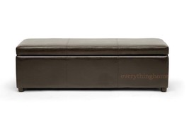 Modern Brown Or Black Leather Storage Ottoman Bench Foot Stool Designer New - £165.37 GBP