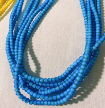 Sky Blue 4 mm Antique Venetian  White Heart Trade Beads long strand neck... - $13.75