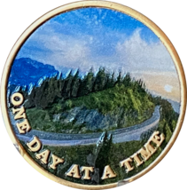Mountain Winding Road One Day At A Time Medallion With Serenity Prayer - £7.85 GBP