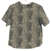 Jaclyn Smith Womens Shirt Size Medium M Black Brown Cheetah Print Short Sleeve - £16.99 GBP