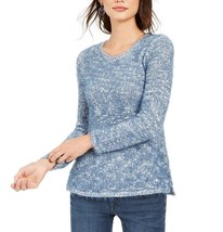 Style &amp; Co Womens Petite PS Blue White Marled Eyelash Texture Sweater NW... - £16.95 GBP