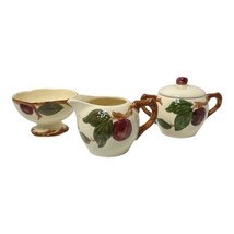 Franciscan Apple Fruit Pattern Sugar Bowl w/ Lid Creamer small bowl USA ... - £22.64 GBP