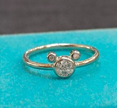 0.20Ct Micky Mouse Shape Simulated Diamond Ring 925 Silver Size 4.75 - $17.80