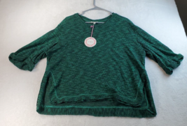 UMGEE Sweater Womens Medium Green Gray Knit Cotton 3/4 Sleeve Round Neck... - £14.80 GBP