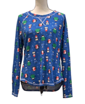 Mukluks Women&#39;s Winter Warmup Pajama Top Size M Blue Long Sleeve - £12.35 GBP