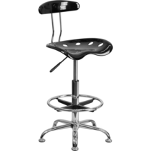 Vibrant Black and Chrome Drafting Stool with Tractor Seat - £108.56 GBP