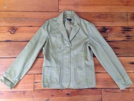 Womens GAP Distressed Khaki Cotton Chino Blazer Sport Coat Jacket L 42&quot; Chest - £23.58 GBP