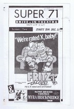 VINTAGE 1973 Super 71 Drive In Theatre Program Fritz the Cat The Runaway - £78.94 GBP
