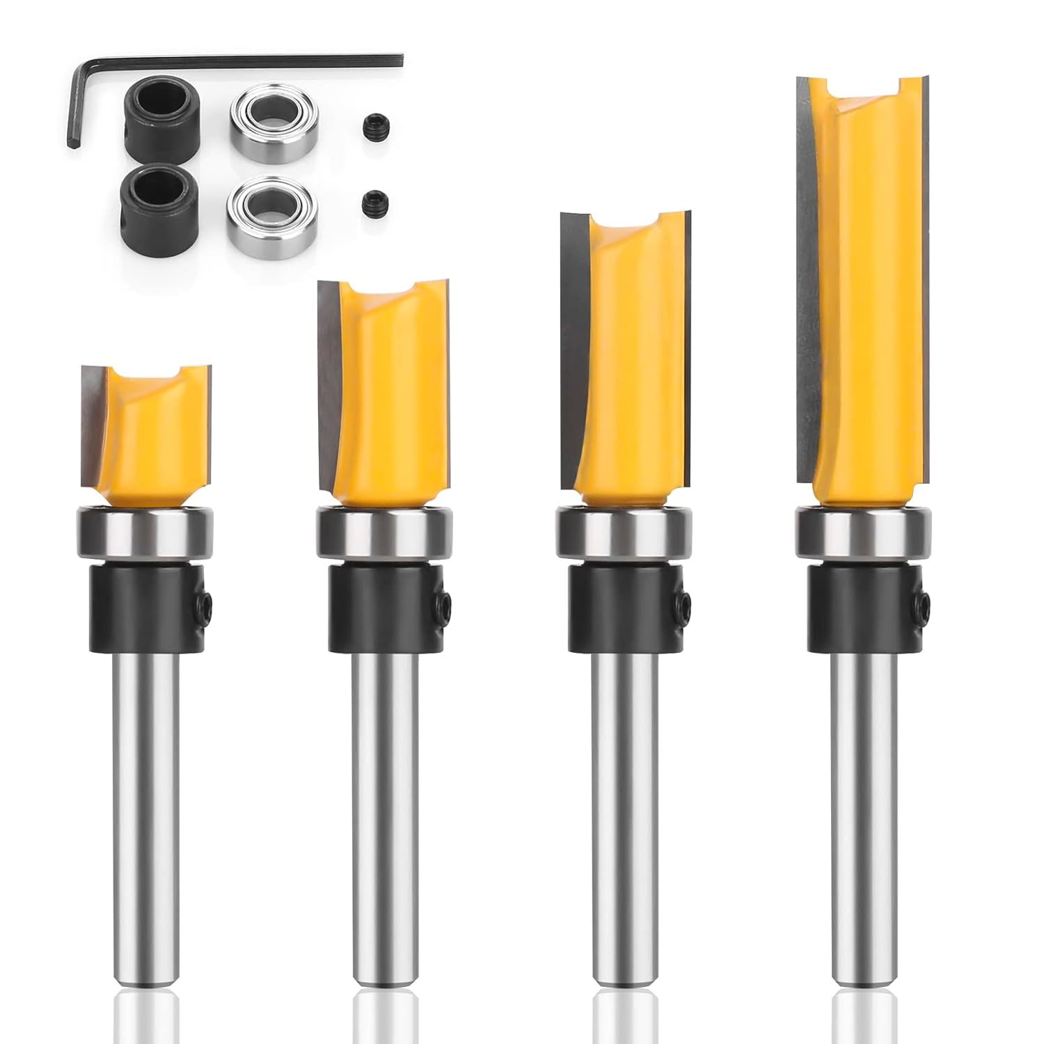Pattern Flush Trim Router Bits 1/4 Inch Shank, Bottom Bearing Flush Trim... - $31.97