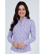 NWT IBKUL LESLIE LAVENDER WHITE Long Sleeve Mock Golf Shirt - XXL - €46,87 EUR