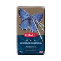 Derwent 700456 Metallic 12 Water-Soluble Colouring Pencils Tin - Set of 12  - £46.70 GBP