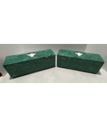 Vintage Marbleized Green Plastic Vanity box 2pc set - $17.26 CAD
