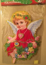 Large Christmas Angel Wall Window Decoration Decor Diecut 21” x 15” Doub... - £8.69 GBP