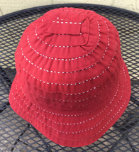 San Diego Hat Company Red W White Stitch Stripes Bucket Hat Puckered Cute! OS - £15.57 GBP