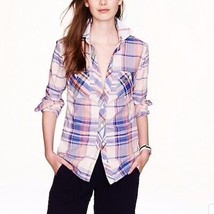 J. CREW Long Sleeve Workshirt Plaid Pink Blue Green A0726 Sz 4 MINT - £23.55 GBP