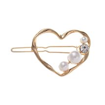 Gift Geometric Love Flower Elegant Hair Accessories Hollow Metal Hair Clip Pearl - £7.59 GBP+