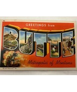 Vtg LARGE LETTER POSTCARD GREETINGS from BUTTE, MONTANA New - $5.89