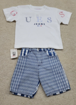 Vintage 90s Baby Guess 2 Piece Shirt &amp; Denim Short Set Baby Size M (2Y) ... - £29.18 GBP