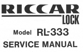 Riccar Lock RL-333 RiccarLock Service Manual - $12.99