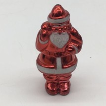 Vtg Mid Century Christmas Hard Plastic Celluloid Red Shiny Santa Figure Ornament - £10.98 GBP