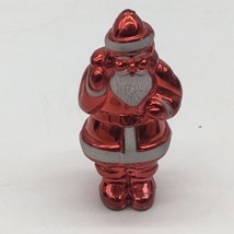 Vtg Mid Century Christmas Hard Plastic Celluloid Red Shiny Santa Figure Ornament - £11.25 GBP