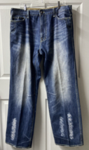 Kudeta NY Mens Size 38 High Rise Straight Leg Distressed Denim Jeans Hip... - £38.41 GBP