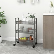 vidaXL 3-Tier Kitchen Trolley Gray 18.1&quot;x10.2&quot;x25.2&quot; Iron - $86.68