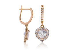 1.50ct Created Diamond Heart Shaped Diamond Halo Huggie Earrings 14K Solid Gold - £142.20 GBP