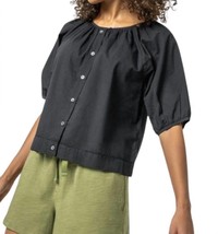 Lilla P elbow sleeve buttondown top in Black - size M - £80.74 GBP