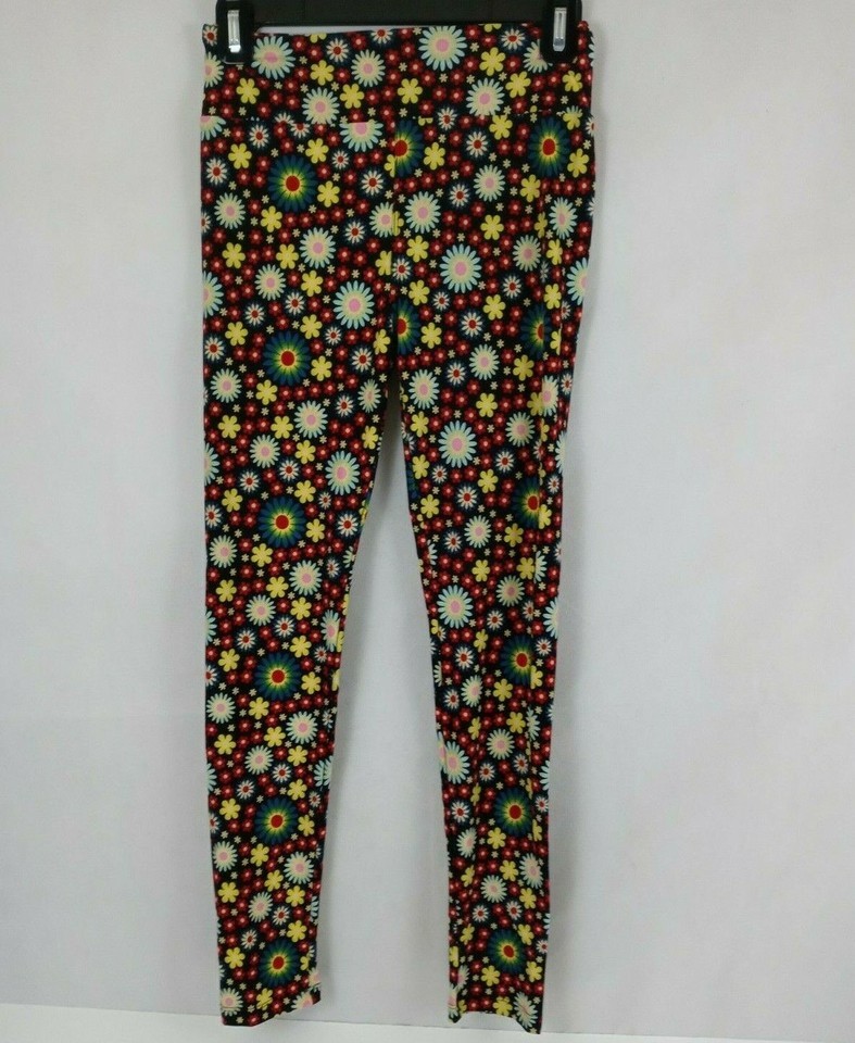 New LuLaRoe One Size Leggings With Bright Colorful Retro Floral Design - $15.83