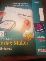 Avery 11416 Clear Label Index Maker Dividers, 8.5 x 11, White, 5 Tabs/Set New - £14.72 GBP