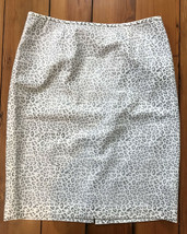 Calvin Klein White Gray Lined Leopard Print Rayon Straight Pencil Skirt ... - $46.99