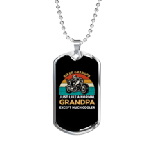 Biker Grandpa Necklace Stainless Steel or 18k Gold Dog Tag 24&quot; Chain - £37.06 GBP+