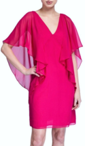 Trina Turk V-Neck Draped Flutter-Sleeve Dress Sz-4 Le Vin Rouge - £79.91 GBP