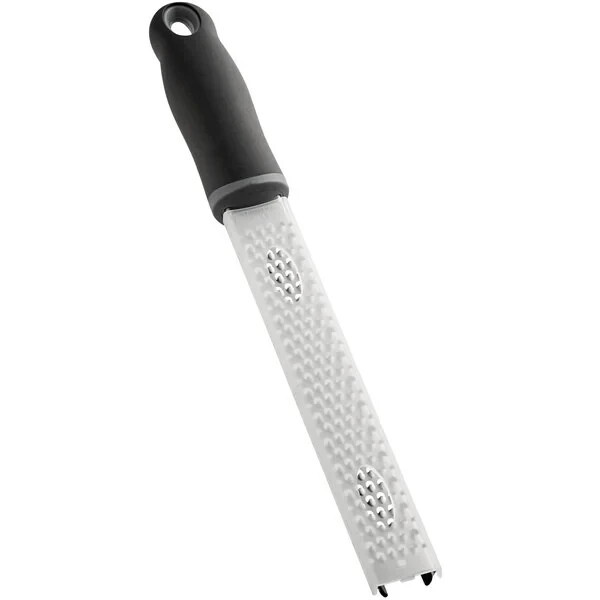 Choice 13" Stainless Steel Fine Handheld Grater with Non-Slip Black Handle Item image 2