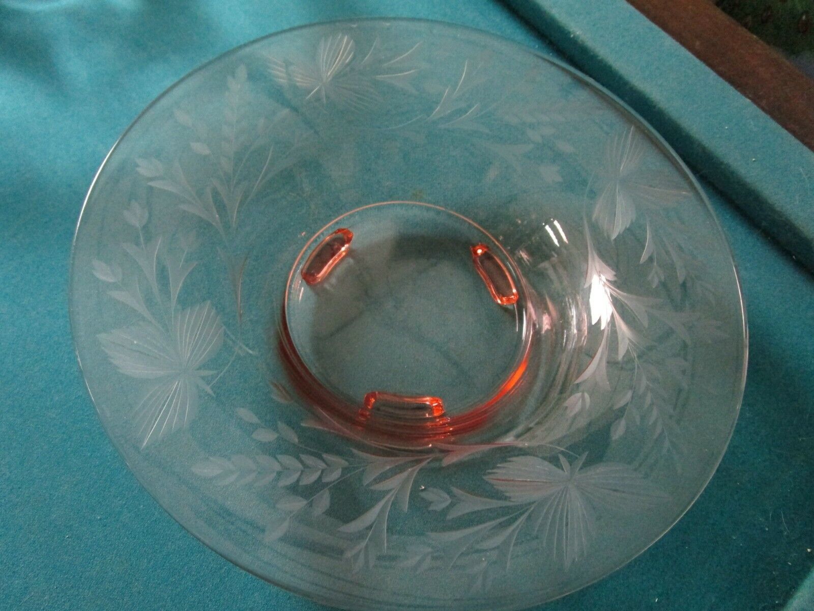 Footed Bowl Depression Pink Blue Glass Pick 1  Item image 2