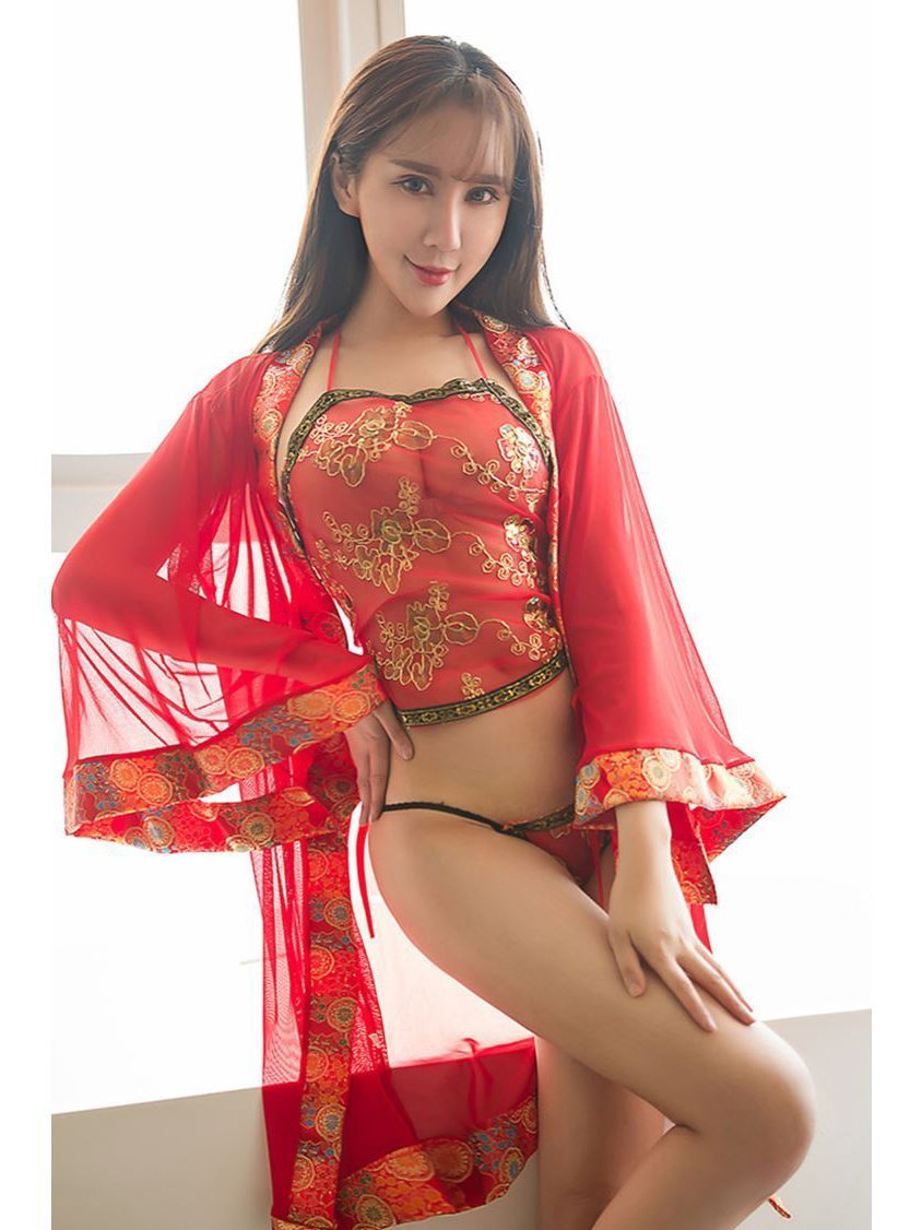 Sexy Sheer Geisha Lingerie Robe Set - $8.53