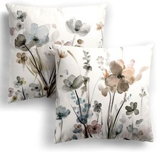 Kkvee Flower Throw Pillow Covers 18X18 Set Of 2, Flowers Pillow Cushion Cases, - £31.20 GBP